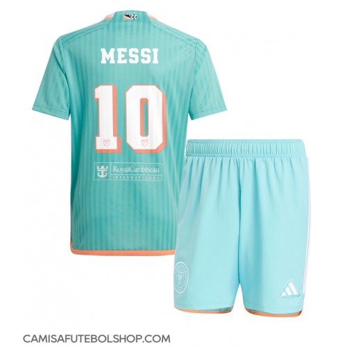 Camisa de time de futebol Inter Miami Lionel Messi #10 Replicas 3º Equipamento Infantil 2024-25 Manga Curta (+ Calças curtas)